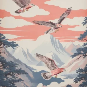 Vintage Japanese Inspired Bird Print Red Tailed Hawk 1 Must Have