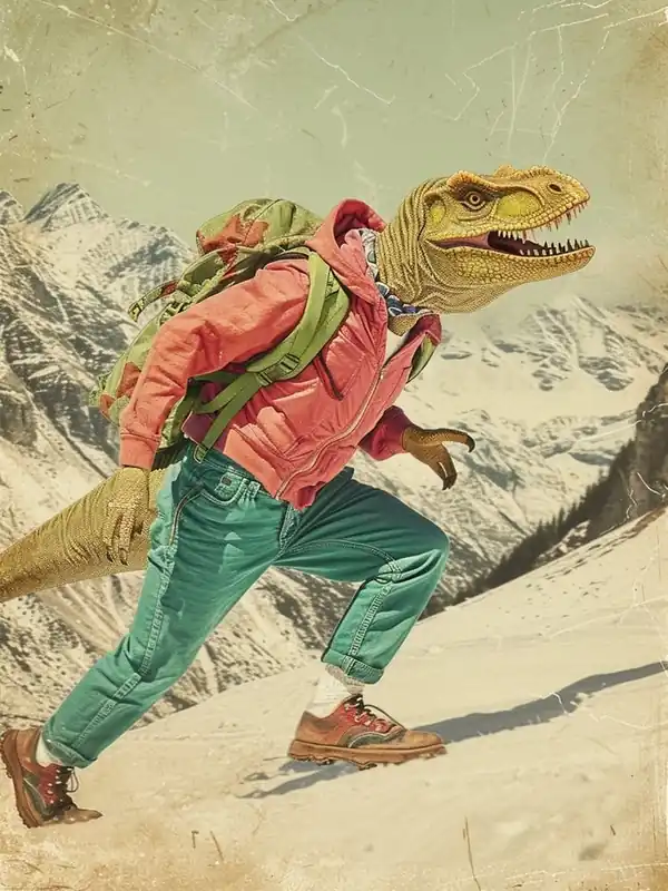 Retro Dinosaur Hiking Collage 2 Direct From Factory