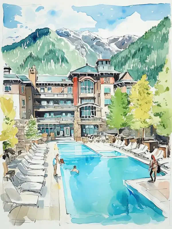 Little Nell HotelAspen, ColoradoResort Storybook Illustration 1 Sale
