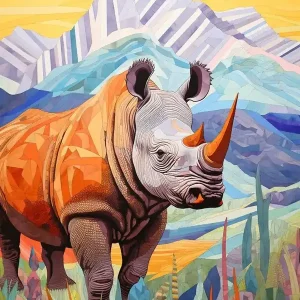 Viral Patchwork Rhino Warm Colours 4