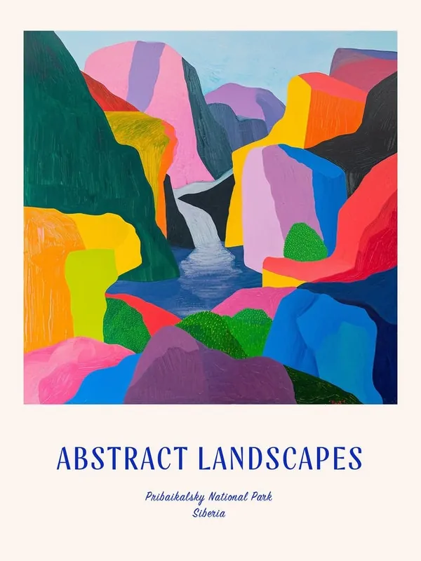 Next Day Delivery Colourful Abstract Pribaikalsky National Park Siberia 2 Poster Blue
