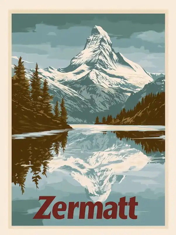Aihrgdesign A Mid Century Modern Travel Poster For Zermatt 4 Buy Direct