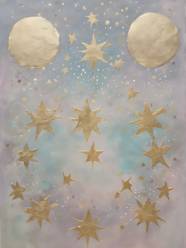 Super Sale Wabi Sabi Dreams Collection 7 - Japanese Minimalism Abstract Moon Stars Mountains and Trees in Pale Neutral Pastels And Gold Leaf - Soul Scapes Nursery Baby Child or Meditation Room Tranquil Paintings For Serenity and Calm in Your Home