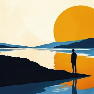 Sunset Over The Lake Como, Minimalism One Day Deal