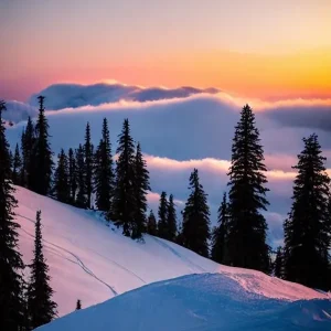 Valmorel, France Sunrise Skiing Poster Popular