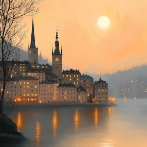 World'S Elegance Stockholm, minimalist soft tones palette, watercolor poster Weekend Sale