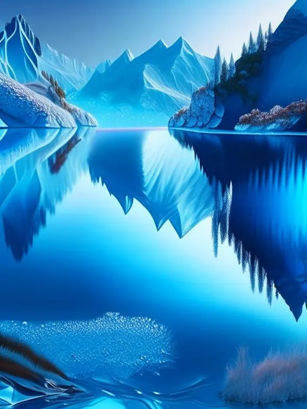 Crystal Clear Blue Lake, Landscapes, Waterscape Holographic 1 Viral