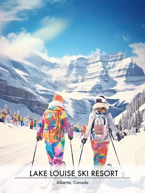 Limited Edition Lake Louise Ski ResortAlberta Canada, Ski Resort Poster Illustration 0