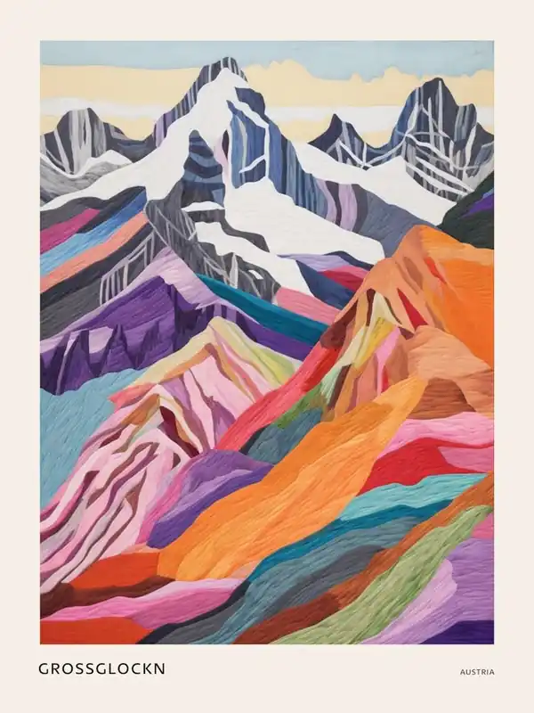 Bargain Grossglockn Austria 1 Colourful Mountain Illustration Poster