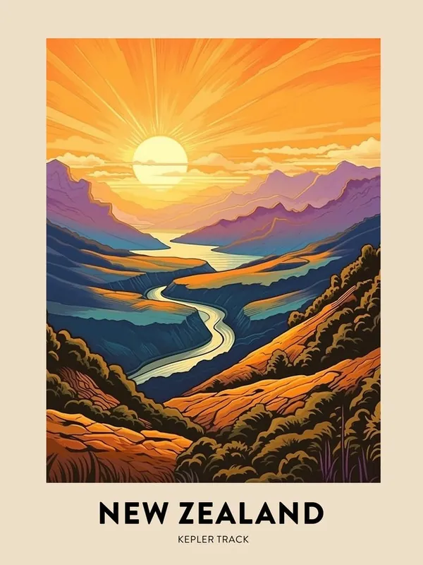 Kepler Track New Zealand 2 Vintage Hiking Travel Poster Hot Picks