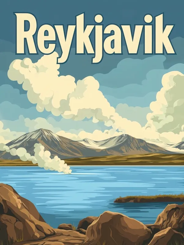 Aihrgdesign A Retro Travel Poster For Reykjavik Featuring The C89158bf E006 415d A98a 901c6cfa3eab 2 Express Delivery