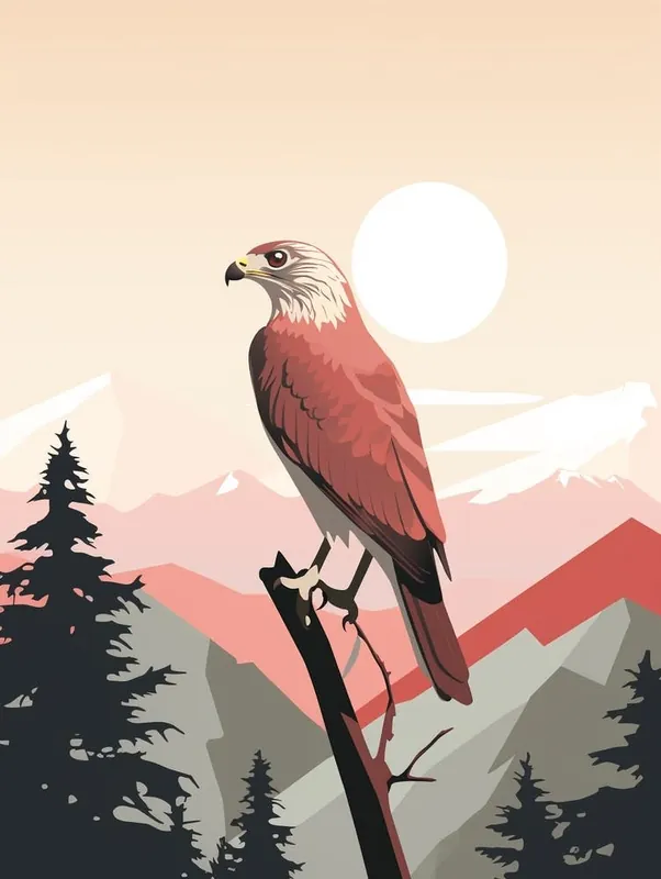 Minimalist Red Tailed Hawk 2 Illustration Buy Direct
