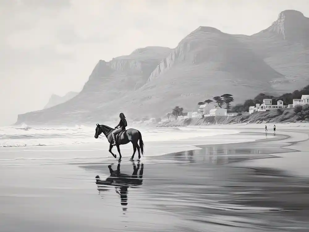 Limited Offer A Horse Oil Painting In Camps Bay Beach, South Africa, Landscape 2