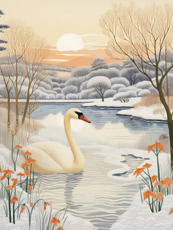 Winter Bird Painting Swan 3 Editor’s Pick
