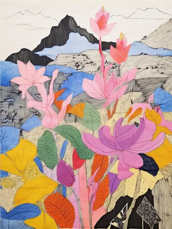 Final Sale Annapurna Nepal 3 Colourful Mountain Illustration