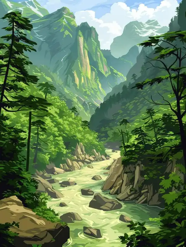 Worldwide Shipping Chinese Mountain Scenery