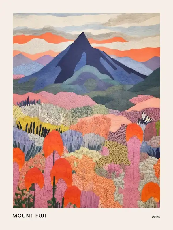 Must Have Mount Fuji Japan 1 Colourful Mountain Illustration Poster