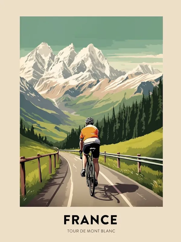 Tour De Mont Blanc France 3 Vintage Cycling Travel Poster New Arrival