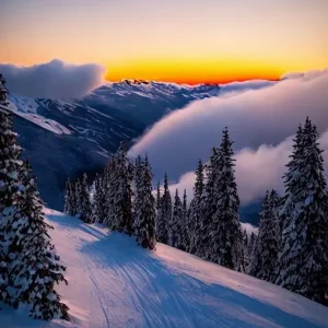 Val Thorens, France 2 Sunrise Skiing Poster Discount