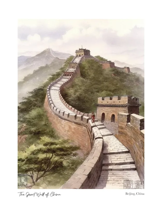 Limited Edition The Great Wall Of China 3 Watercolour Travel Poster