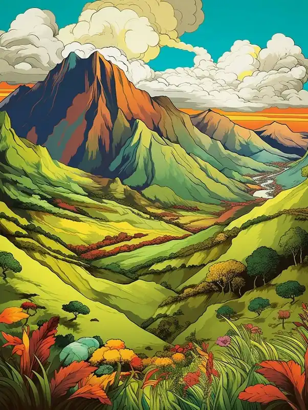 Rainbow Mountain Peru 1 Vintage Travel Illustration Bulk Order