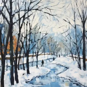 Winter City Park Painting Parc Jean Drapeau Montreal Canada 3 Luxury