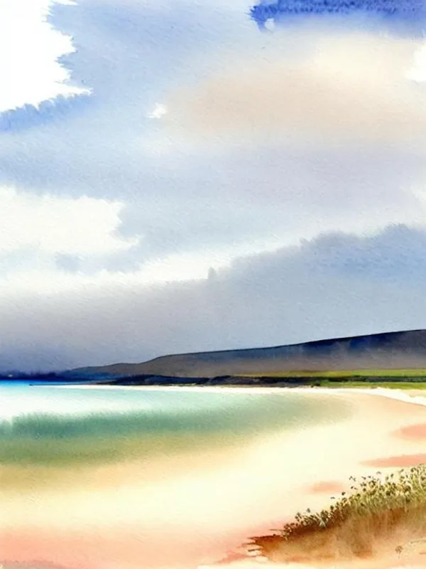 Dornoch Beach 2, Highlands, Scotland Watercolour Save Now