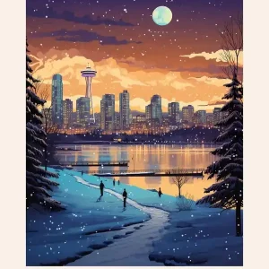 Winter NightTravel Poster Vancouver Canada 1 Affordable