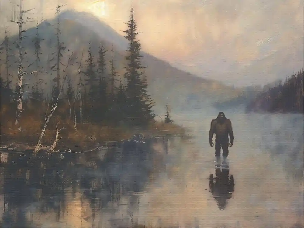Bigfoot Painting, Sasquatch Wall Decor, Cryptid Artwork, Home Office Decoration, Mythical Creature Picture, Canvas Art Super Sale