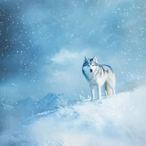 Wolf In The Snow. Generated with AI. 2 Limited Time