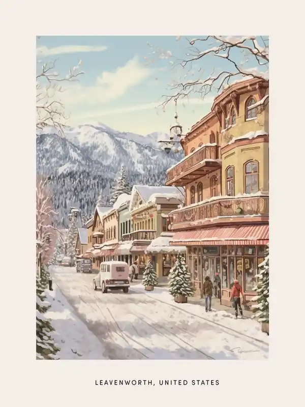 Vintage Winter Poster Leavenworth Washington 2 Flash Sale