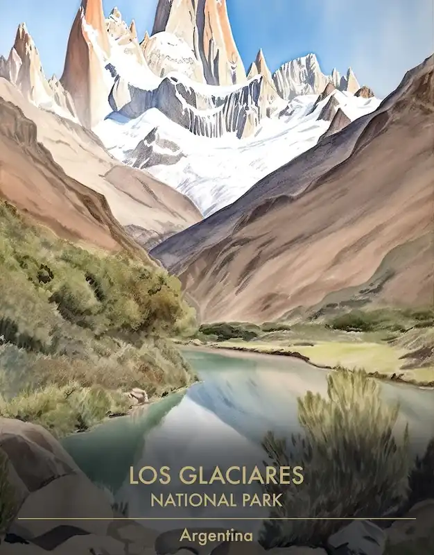 Los Glaciares National Park Argentina Patagonia Watercolour 4 Flash Sale