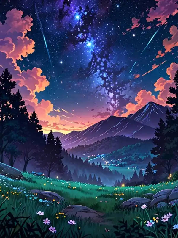 No Minimum Order Night Sky Anime City At Night aesthetic