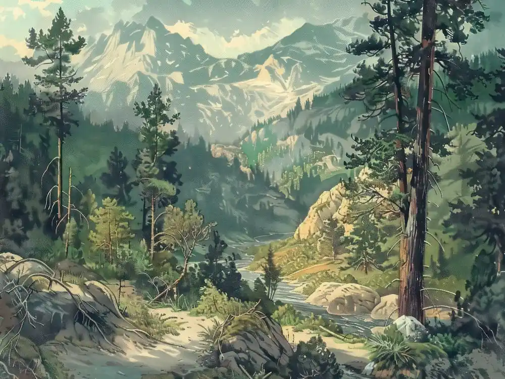 Vintage Wooded Pines 4 Limited Time