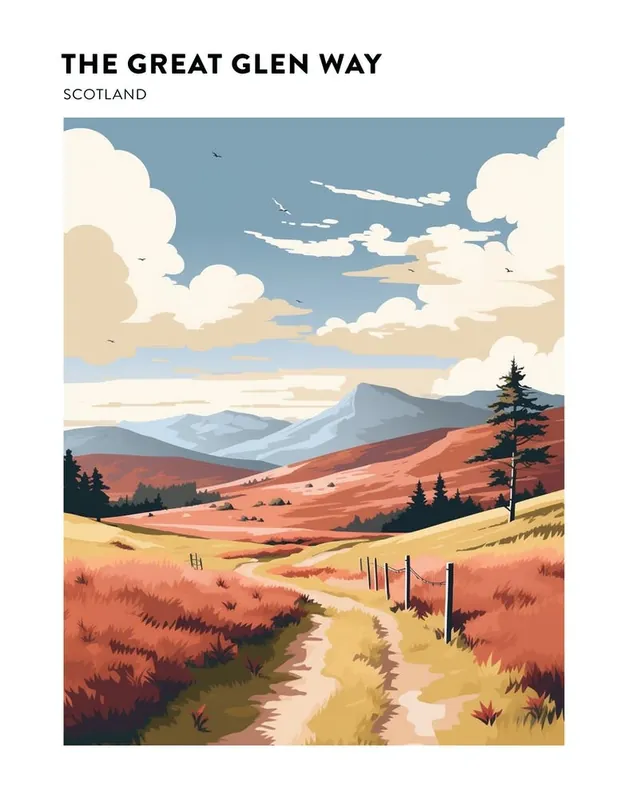 The Great Glen Way Scotland 1 Hiking Trail Landscape Poster Worldwide Shipping