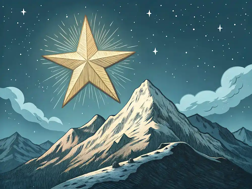 Retro Vintage Style A Lone Star Shining Above A Mo Last Chance