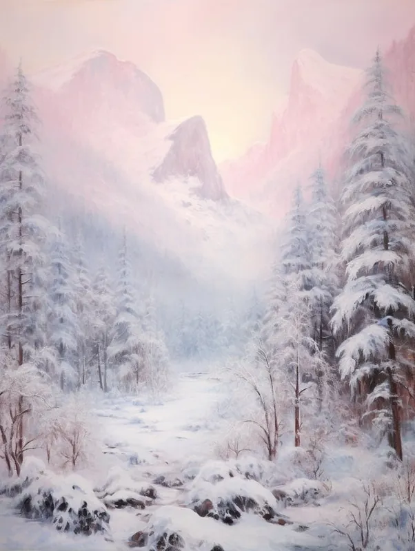Dreamy Winter Painting Yosemite National Park United States 4 Limited Time