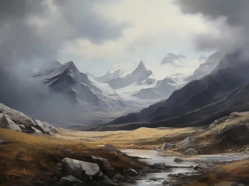 Modern Mountainscape Oil Painting