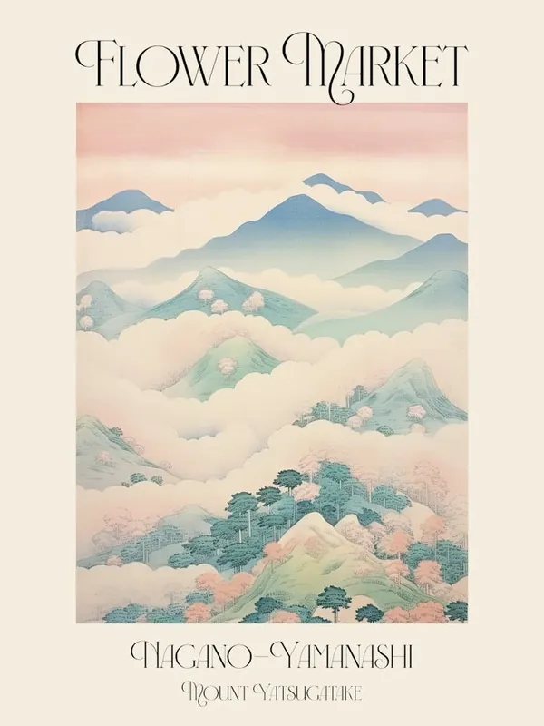 Hassle-Free Returns Flower Market Mount Yatsugatake In Nagano Yamanashi, Japanese Landscape 3 Poster
