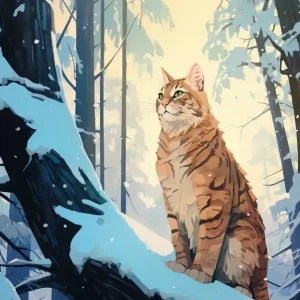 Winter Bobcat 3 Illustration No Minimum Order