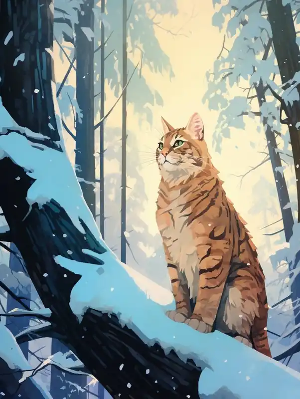 Winter Bobcat 3 Illustration No Minimum Order