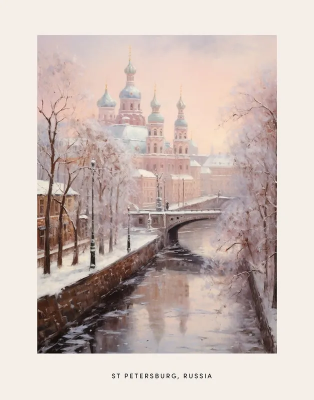 Big Sale Dreamy Winter Painting Poster St Petersburg Russia