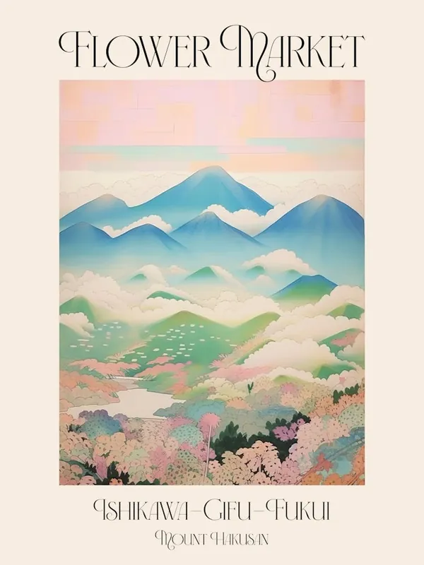 Exclusive Offer Flower Market Mount Hakusan In Ishikawa Gifu Fukui, Japanese Landscape 2 Poster