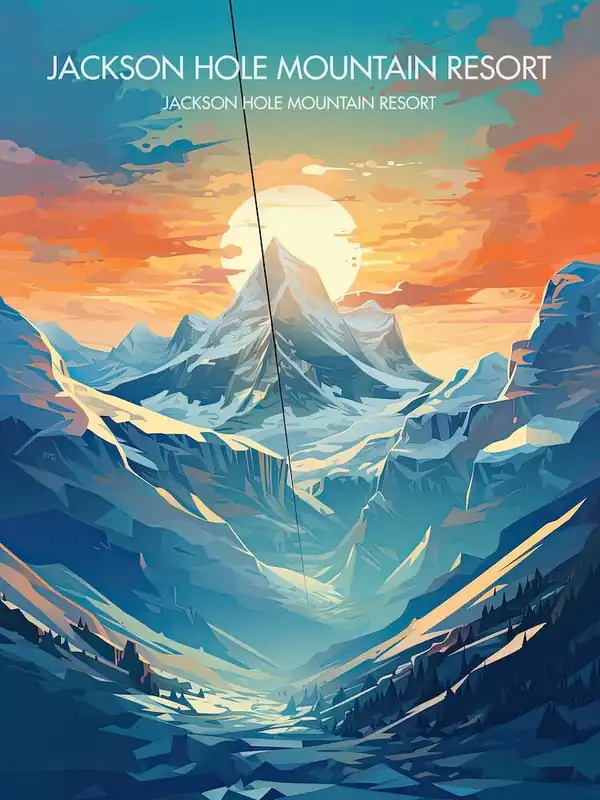 Poster Of Jackson Hole Mountain ResortWyoming, Usa, Ski Resort Illustration 2 Editor’s Pick