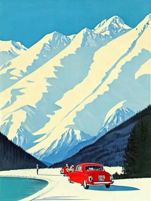 St Moritz, Switzerland Midcentury Vintage Skiing Poster Price Drop