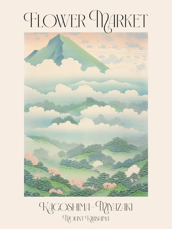 Worldwide Shipping Flower Market Mount Kirishima In Kagoshima Miyazaki, Japanese Landscape 2 Poster