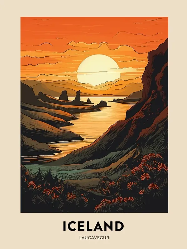 Laugavegur Iceland 1 Vintage Hiking Travel Poster Editor’s Pick