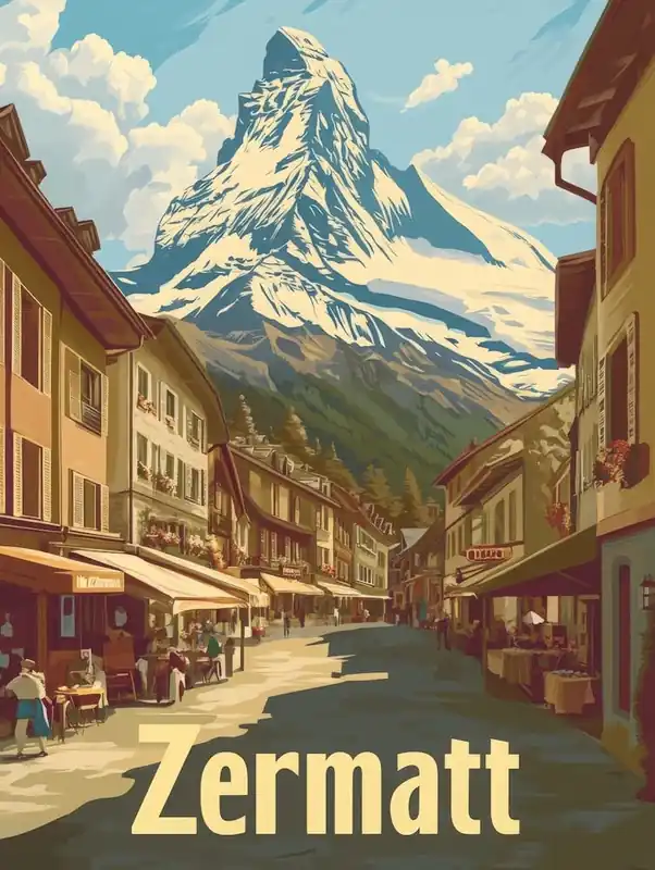 Seasonal Sale Aihrgdesign A Retro Travel Poster For Zermatt 1