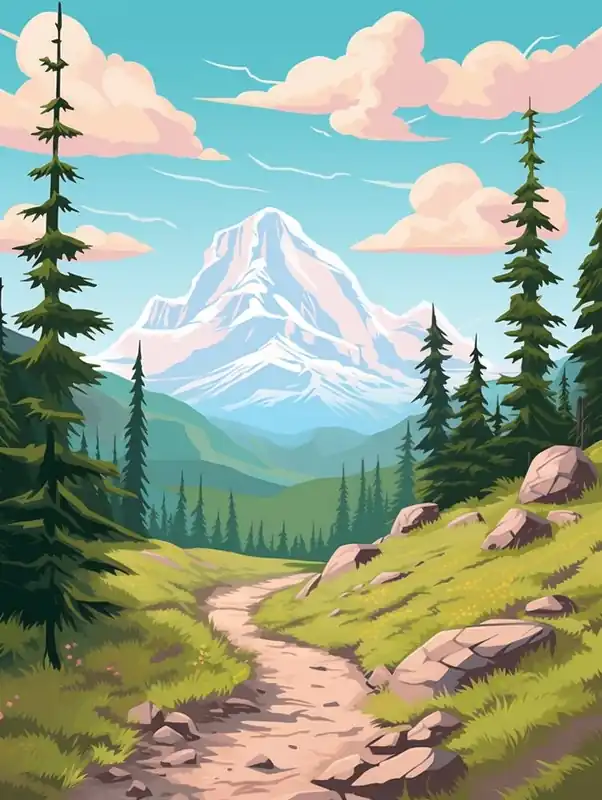 Mount Robson Provincial Park Canada 1 Hike Illustration Modern