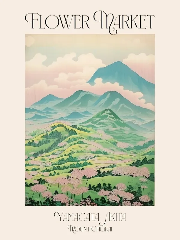 Flower Market Mount Chokai In Yamagata Akita Japanese Landscape 3 Poster Order Now